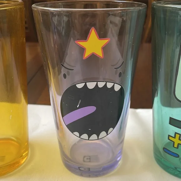 Cartoon Network Adventure time character faces Glassware set of 4 pint glasses - Picture 3 of 9